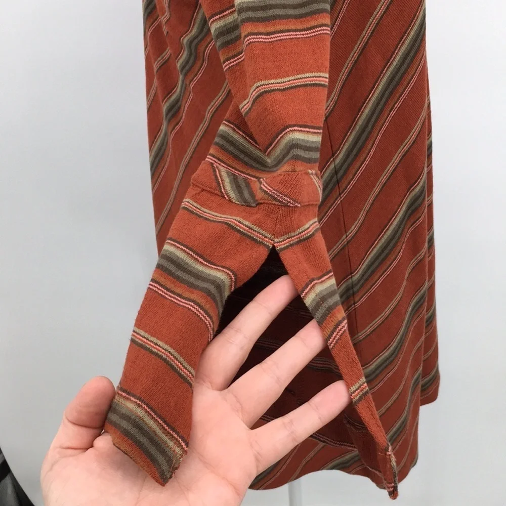 New‎ Romantics Free People Swing Dress Womens XS Orange Green Striped Knit